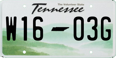 TN license plate W1603G