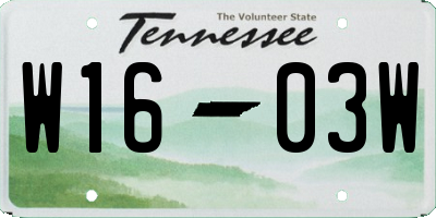 TN license plate W1603W