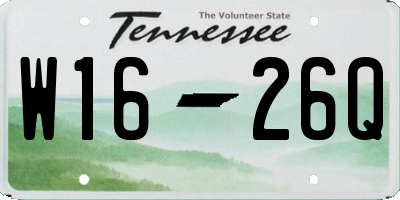 TN license plate W1626Q