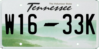 TN license plate W1633K