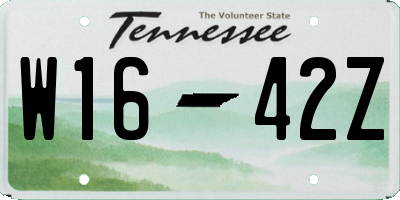 TN license plate W1642Z