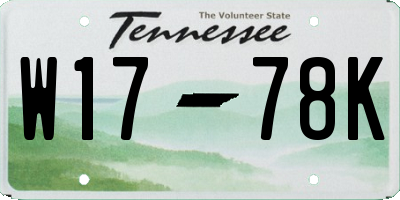 TN license plate W1778K