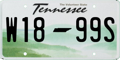 TN license plate W1899S
