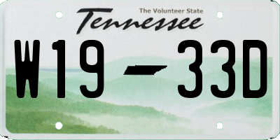 TN license plate W1933D