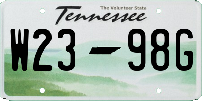 TN license plate W2398G