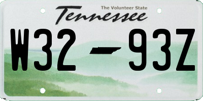 TN license plate W3293Z