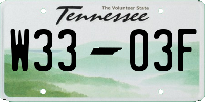 TN license plate W3303F