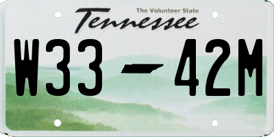 TN license plate W3342M