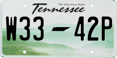 TN license plate W3342P