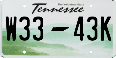TN license plate W3343K