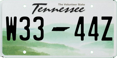 TN license plate W3344Z