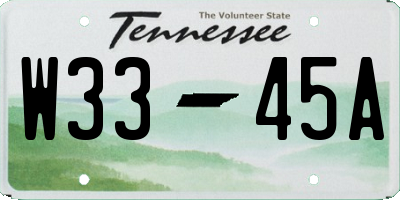 TN license plate W3345A