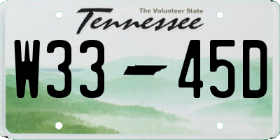 TN license plate W3345D