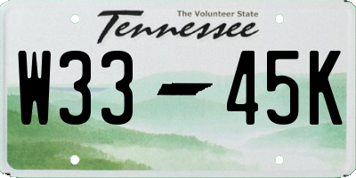 TN license plate W3345K