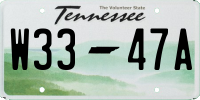 TN license plate W3347A