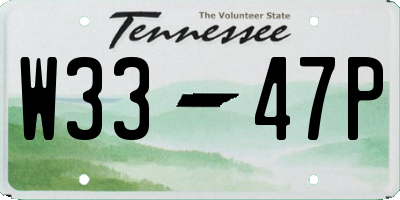 TN license plate W3347P