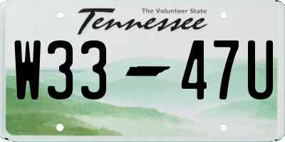 TN license plate W3347U