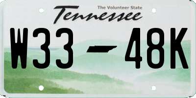 TN license plate W3348K