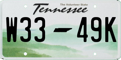 TN license plate W3349K