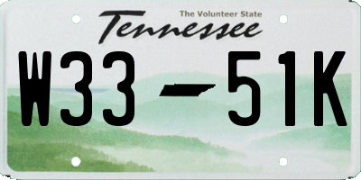 TN license plate W3351K