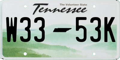 TN license plate W3353K