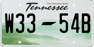 TN license plate W3354B