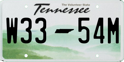 TN license plate W3354M