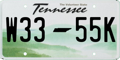 TN license plate W3355K