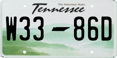 TN license plate W3386D