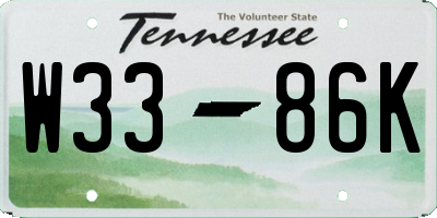 TN license plate W3386K