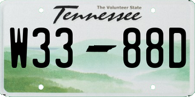 TN license plate W3388D