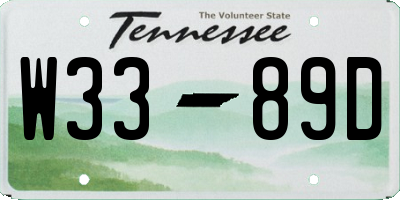 TN license plate W3389D