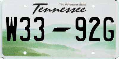 TN license plate W3392G