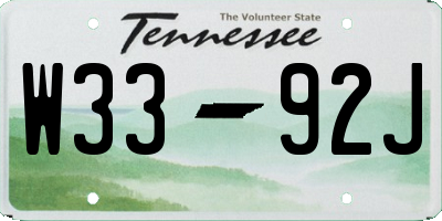 TN license plate W3392J