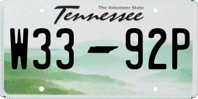 TN license plate W3392P