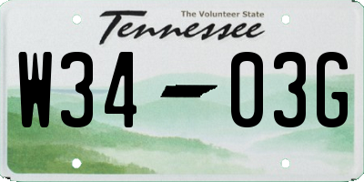 TN license plate W3403G