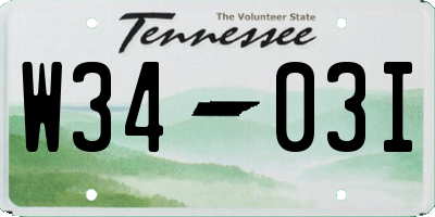 TN license plate W3403I