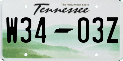 TN license plate W3403Z