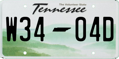 TN license plate W3404D