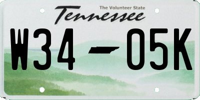 TN license plate W3405K