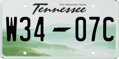 TN license plate W3407C