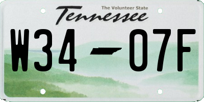 TN license plate W3407F
