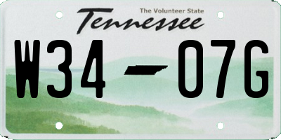 TN license plate W3407G