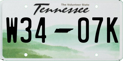 TN license plate W3407K