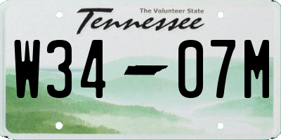 TN license plate W3407M