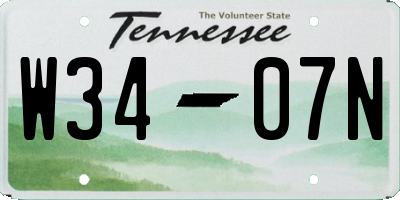 TN license plate W3407N