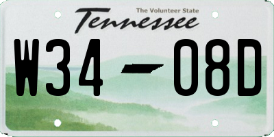 TN license plate W3408D