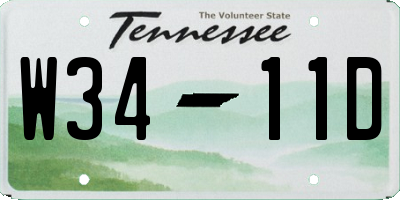 TN license plate W3411D