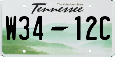 TN license plate W3412C