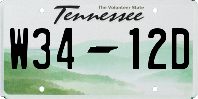 TN license plate W3412D
